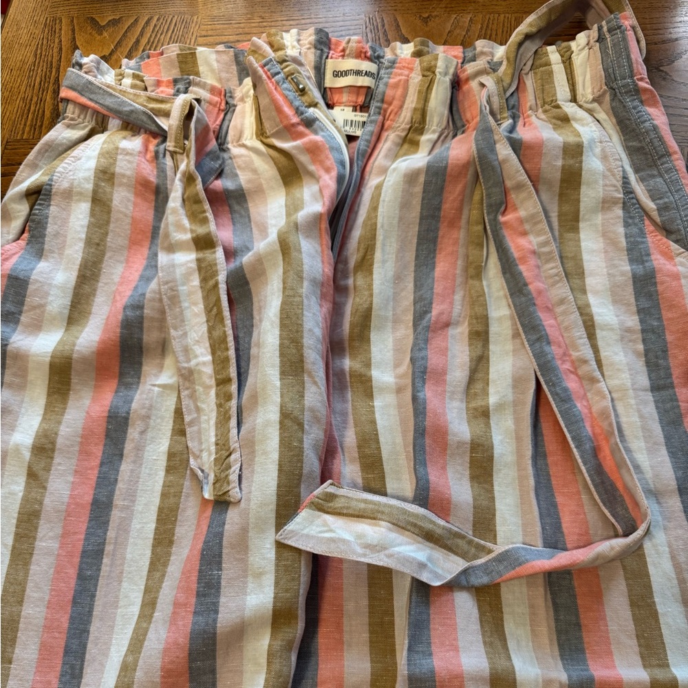 Goodthreads Washed Linen Blend Paper Bag Waist Crop Pant